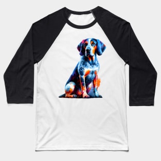 Vivid Bluetick Coonhound Portrait in Splash Art Style Baseball T-Shirt